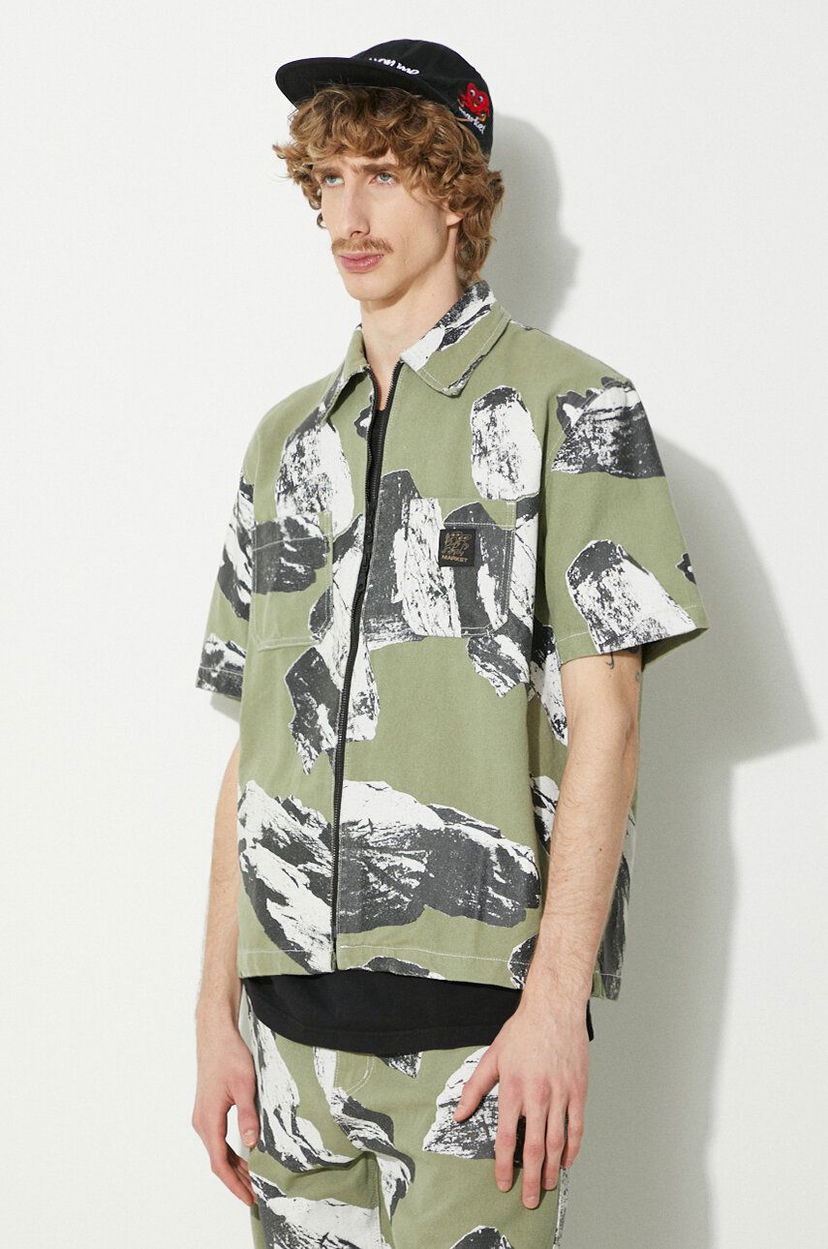 Skjorta MARKET Work Shirt With Classic Collar Grön | 369000152