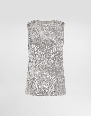 Linne Dolce & Gabbana Sleeveless Sequin Top Metallisk | F7AL1TFLSMCS0998, 0