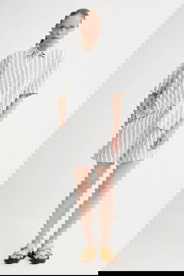 Skjorta Samsoe Samsoe Samsøe Samsøe Sakaaja Striped Linen Shirt and Shorts Set Blå | F25200036, 1