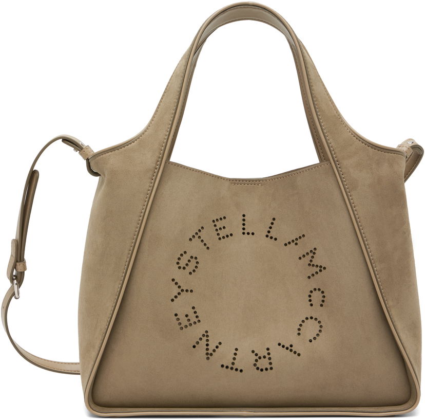 Tygpåse Stella McCartney Stella McCartney Faux-Suede Logo & Piping Crossbody Tote Beige | 513860WP0590