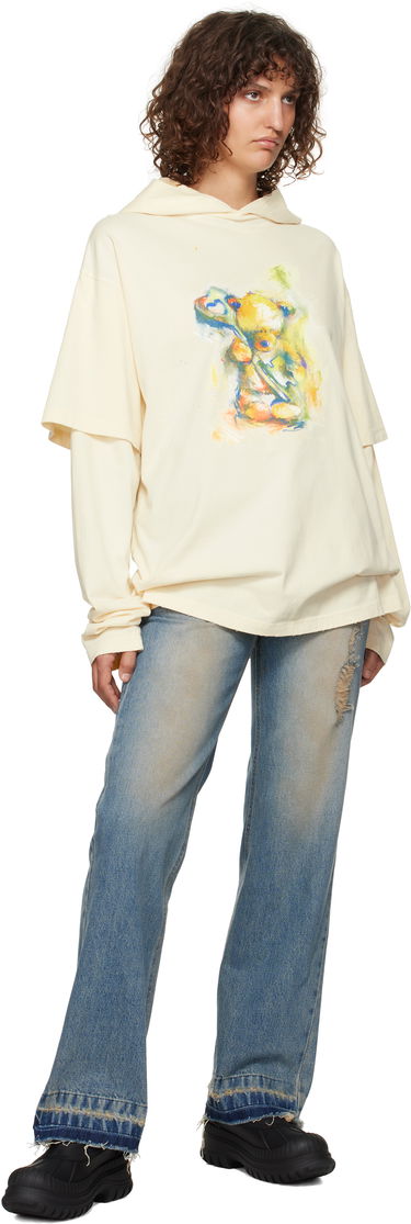 Sweatshirt We11done We11done Layered Teddy Bear Hoodie Beige | WD-TH3-24-844-U-BG, 3