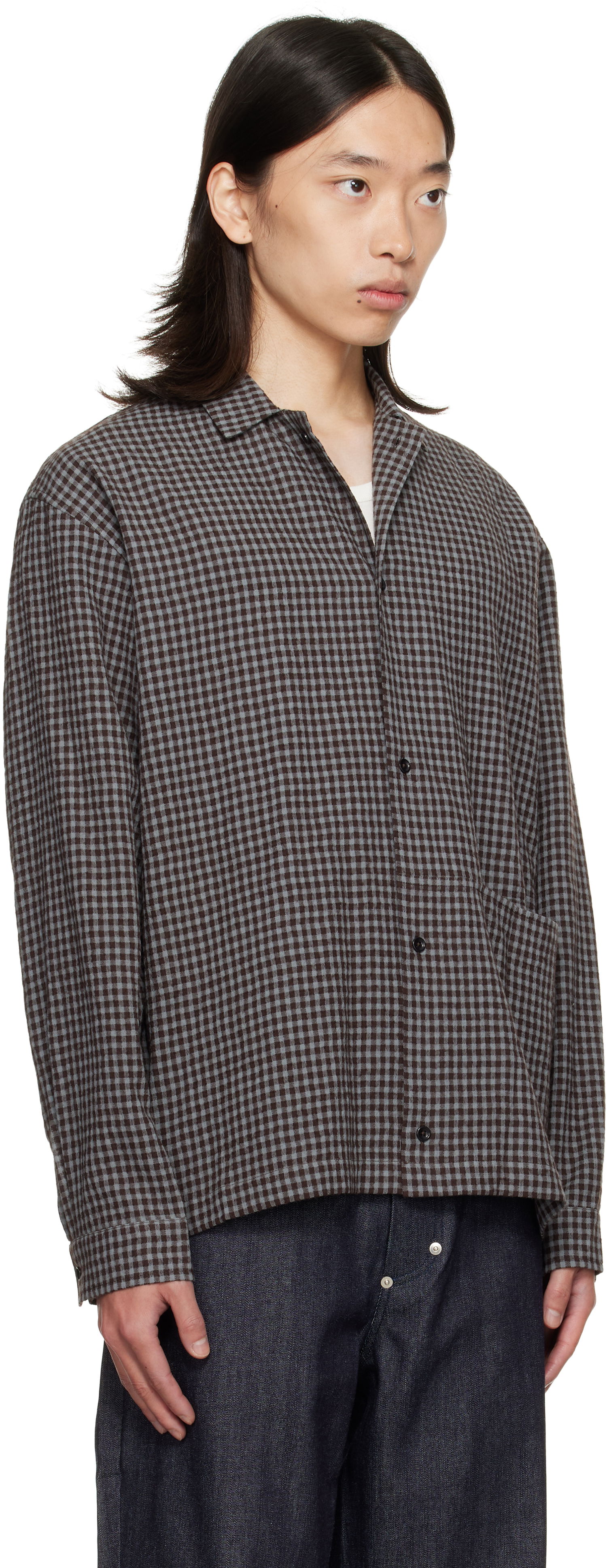 Skjorta sage NATION SAGE NATION Siesta Check Button-Down Shirt Brun | S139 SIESTA SHIRT WOOL COTTON, 1