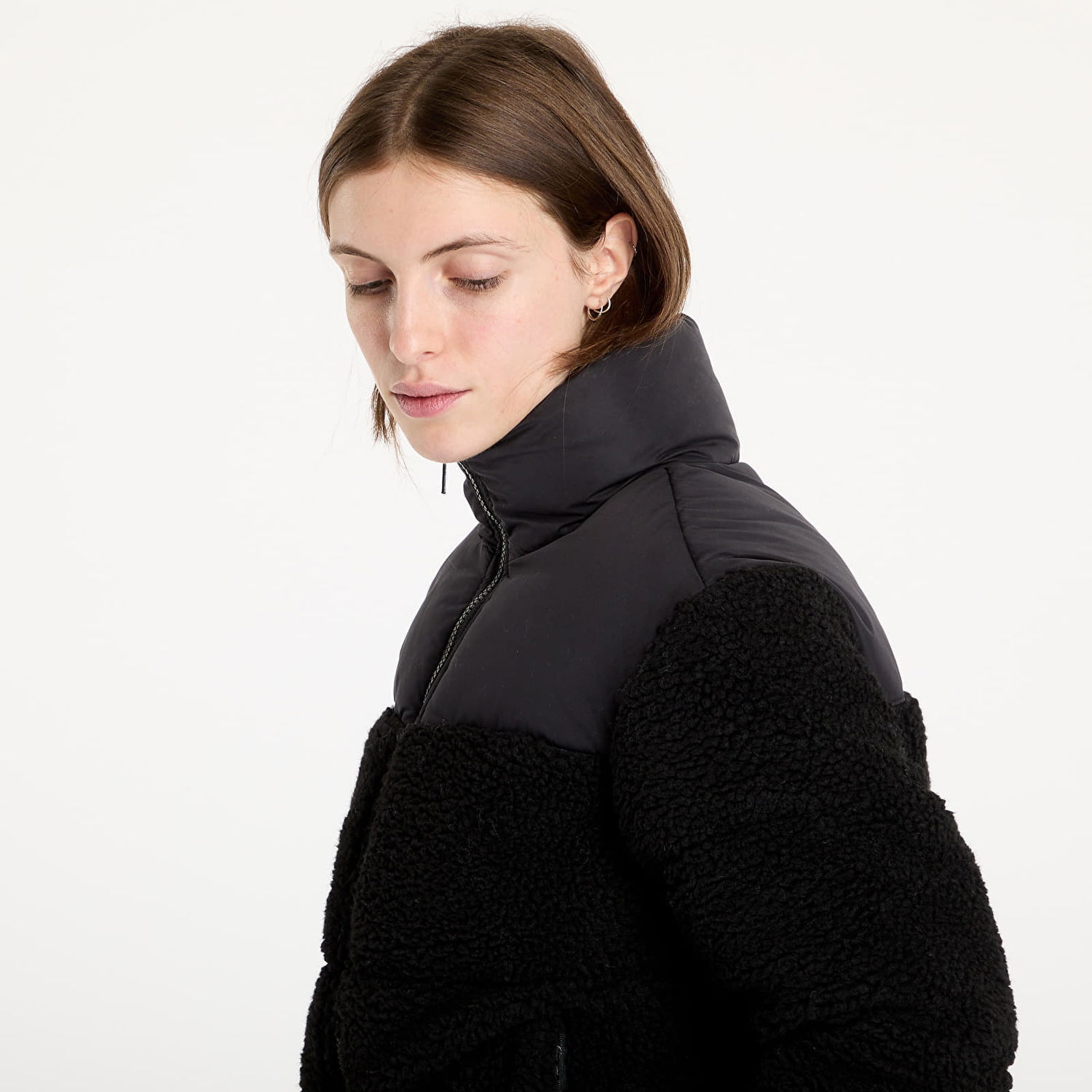 Pufferjacka Urban Classics Ladies Short Sherpa Mix Puffer Jacket Svart | TB6147-00825, 1