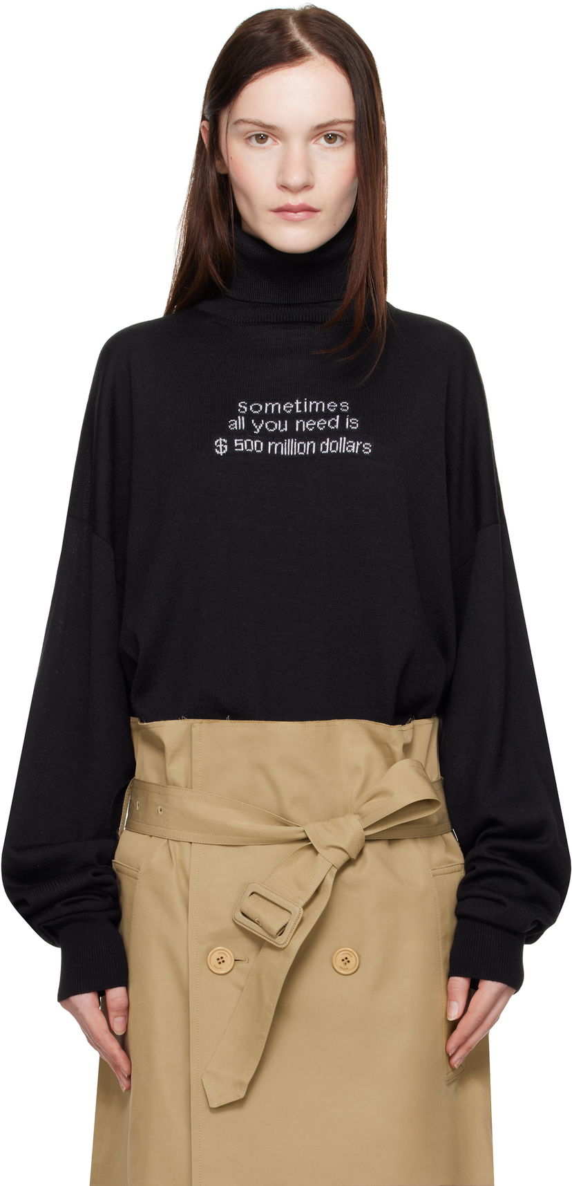 Sweater VETEMENTS VETEMENTS '500 Million Dollars' Turtleneck Sweater Svart | UA66KN180B