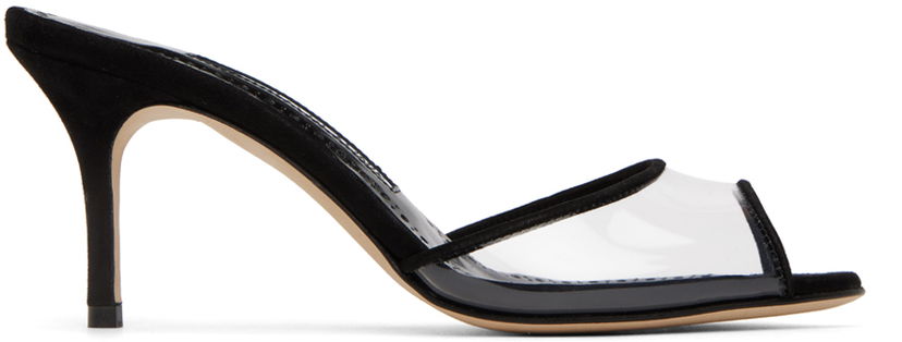 Tillbehör Manolo Blahnik Manolo Blahnik Jadifa PVC Heeled Mules Svart | 422-1418