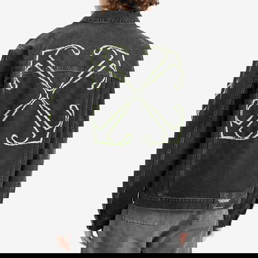 Jacka Off-White Off-White Diagonal Outline Denim Jacket, Size Large Svart | OMYE09BS25DEN0041350, 3