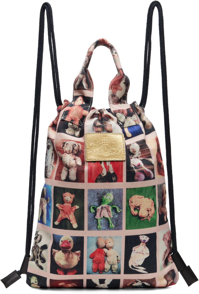 Ryggsäck Vivienne Westwood Vivienne Westwood Teddies Pippa Canvas Drawstring Backpack Rosa | 4A020005U-W016R-