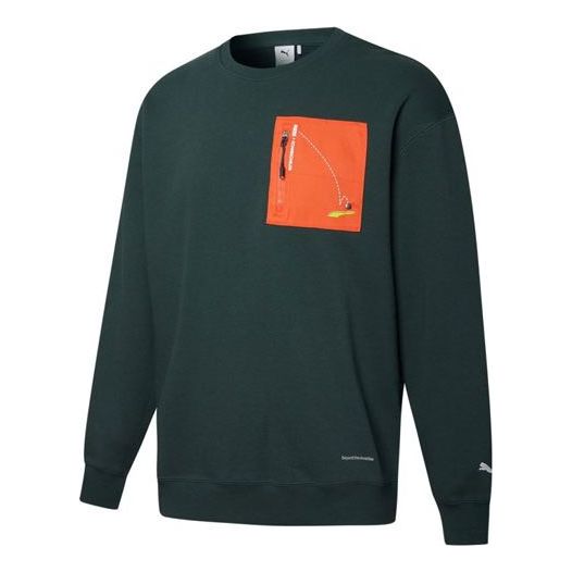 Sweater Puma Roaringwild Pocket Crew Neck Sweatshirt Grön | 532596-80