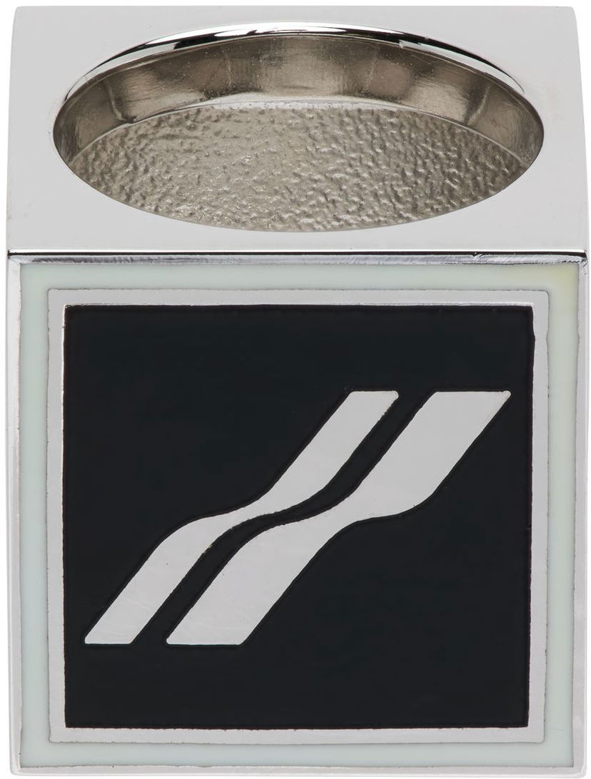 Ringa We11done Square Logo Dice Ring Metallisk | WD-AJ1-22-703-U-BW