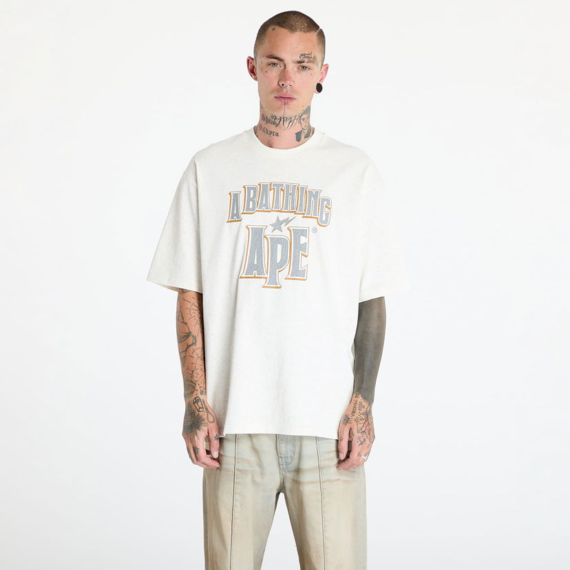 T-shirt BAPE A BATHING APE Crack Print Pattern Logo Relaxed Fit Tee White Vit | 001CSK801306M WHT