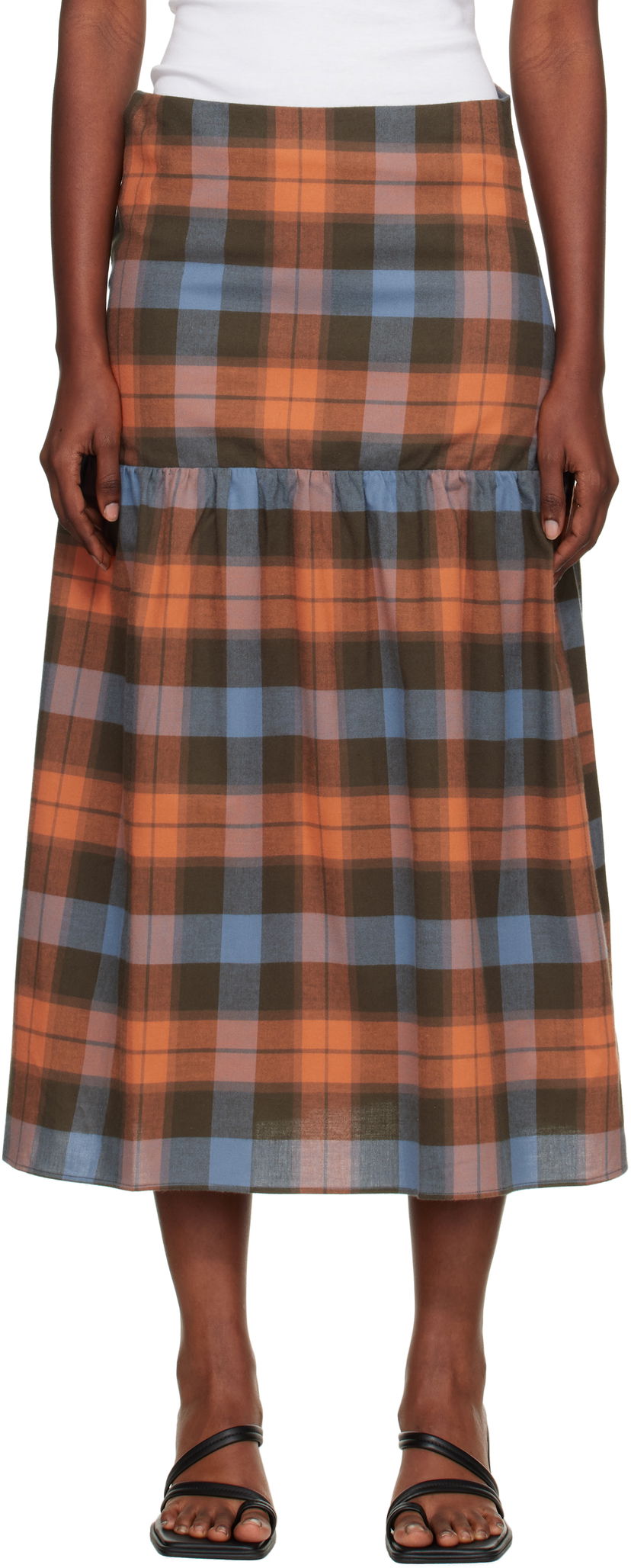 Kjol Baserange Baserange Garlin Plaid Maxi Skirt Flerfärgad | SSGA-OC-AU25