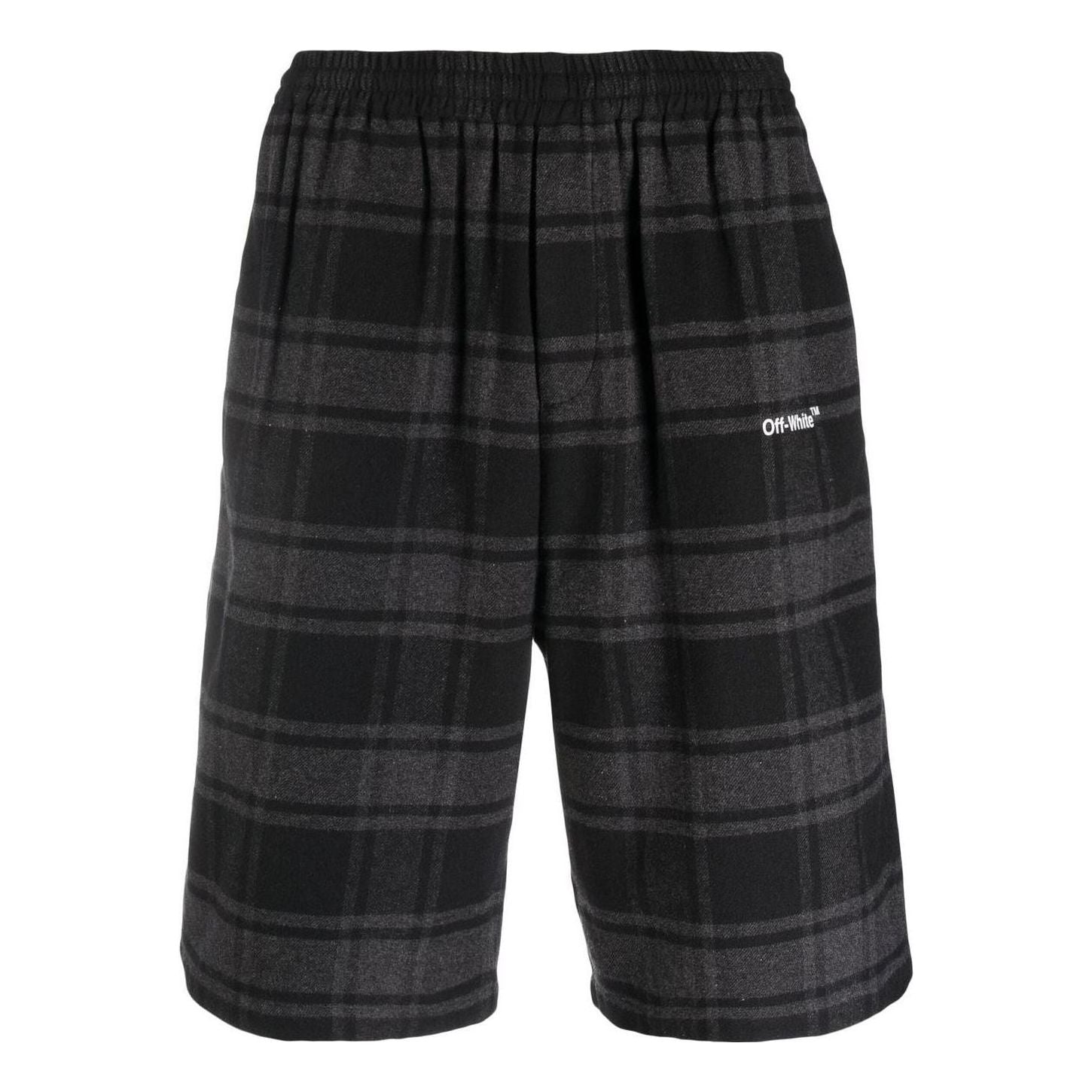 Shorts Off-White Designer Check-Print Shorts Svart | OMCB058C99FAB0010501, 0