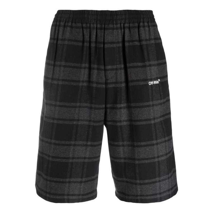 Shorts Off-White Designer Check-Print Shorts Svart | OMCB058C99FAB0010501