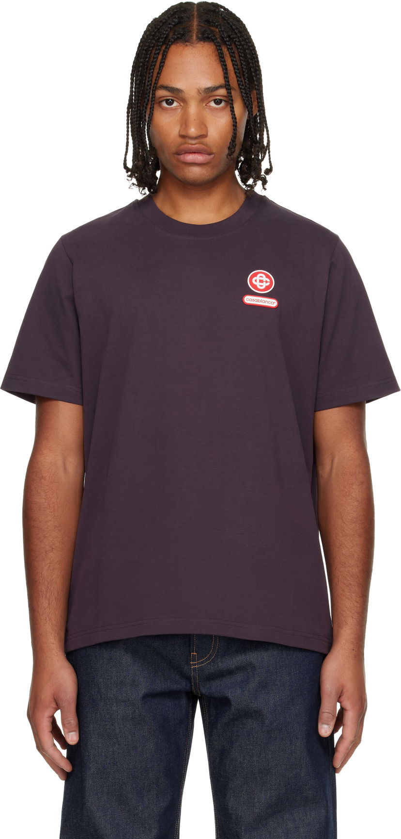 T-shirt Casablanca Logo Patch Short Sleeve T-Shirt Purpur | M-AW25-JTS-001-06
