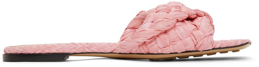Sneakers och skor Bottega Veneta Bottega Veneta Raffia Stretch Flat Sandals Rosa | 652860 V0GM0