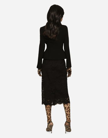 Kjol Dolce & Gabbana Dolce & Gabbana Stretch Lace Midi Skirt Svart | F4B7ITHLM7LN0000, 2