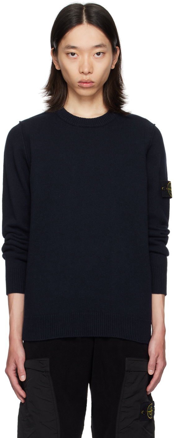 Sweater Stone Island Navy Patch Sweater Svart | 8115508A3