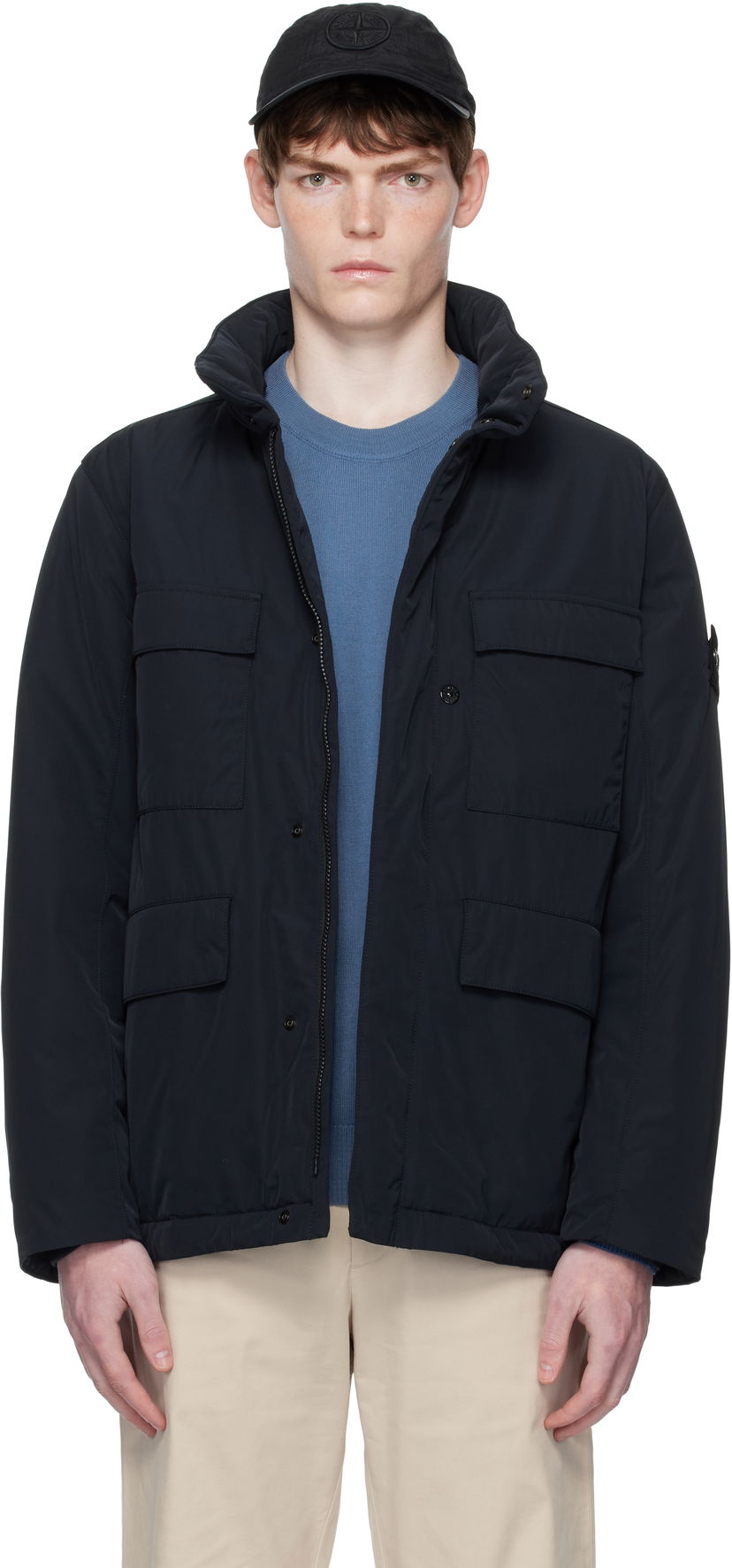 Jacka Stone Island Micro Twill Jacket Mörkblå | K2S15 4100049 S0026