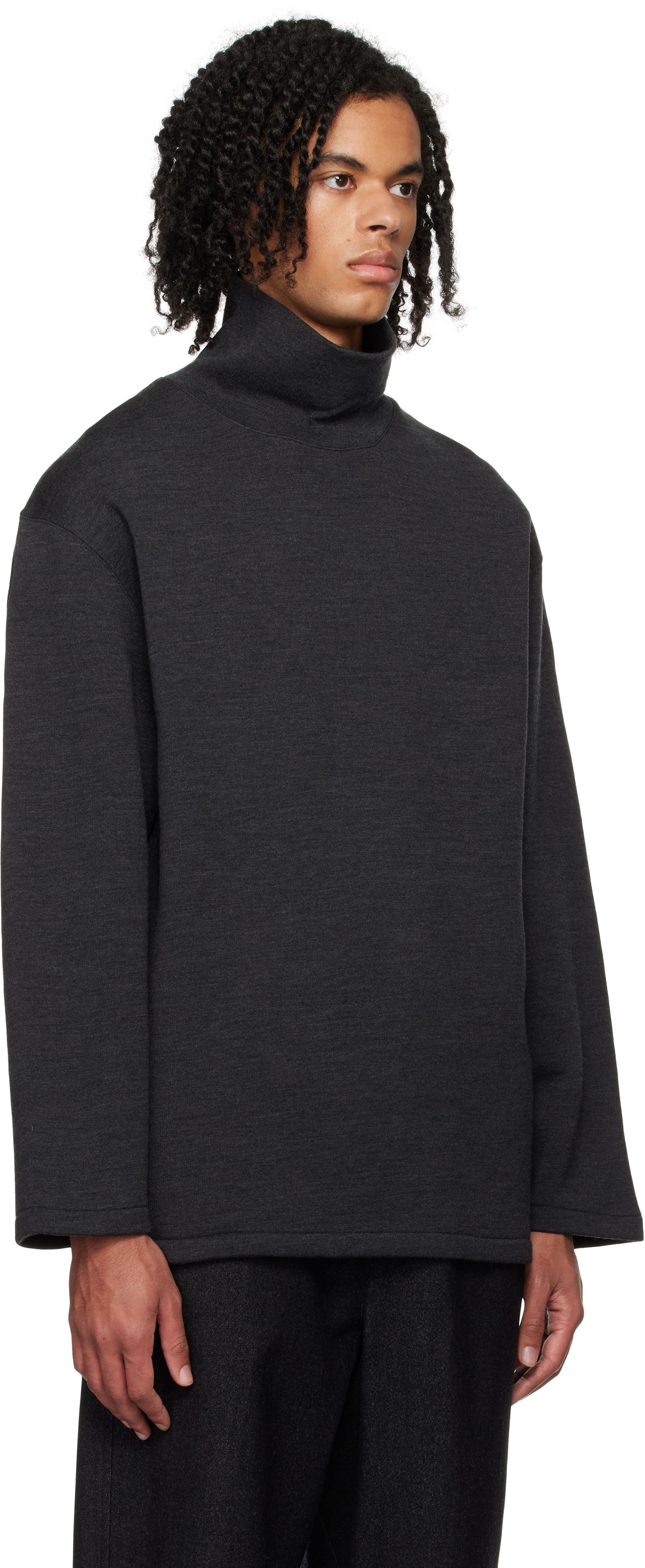 Sweater LEMAIRE Lemaire Mock Neck Sweatshirt Svart | TO1287 LJ1020, 1