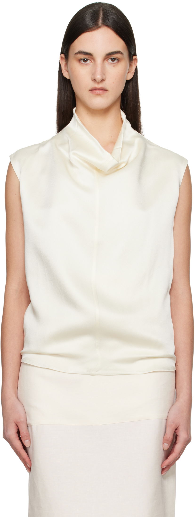 Linne TOTEME TOTEME Sleeveless Funnel Neck Blouse Vit | 251-WRT0460-FB0344