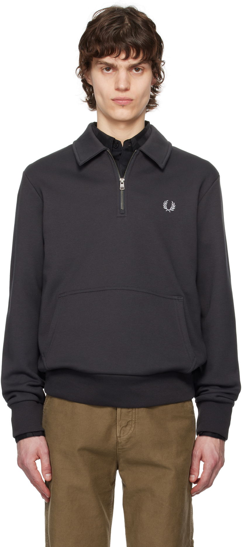 Sweatshirt Fred Perry Fred Perry Half-Zip Fleece Sweatshirt Grå | M8637