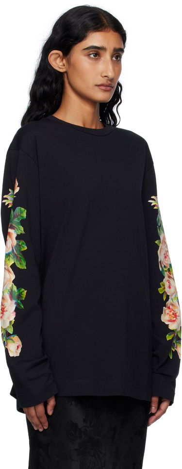 T-shirt Simone Rocha Simone Rocha Rose Bouquet Long Sleeve T-shirt Svart | 5194P52-W 0569, 1