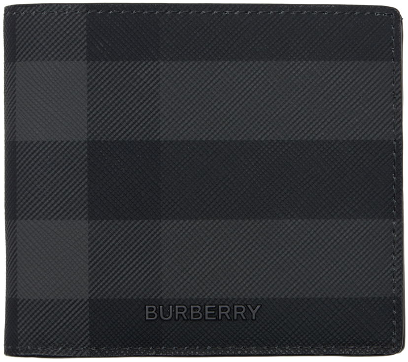 Plånbok Burberry Black & Gray Check Bifold Coin Wallet Svart | 8100529