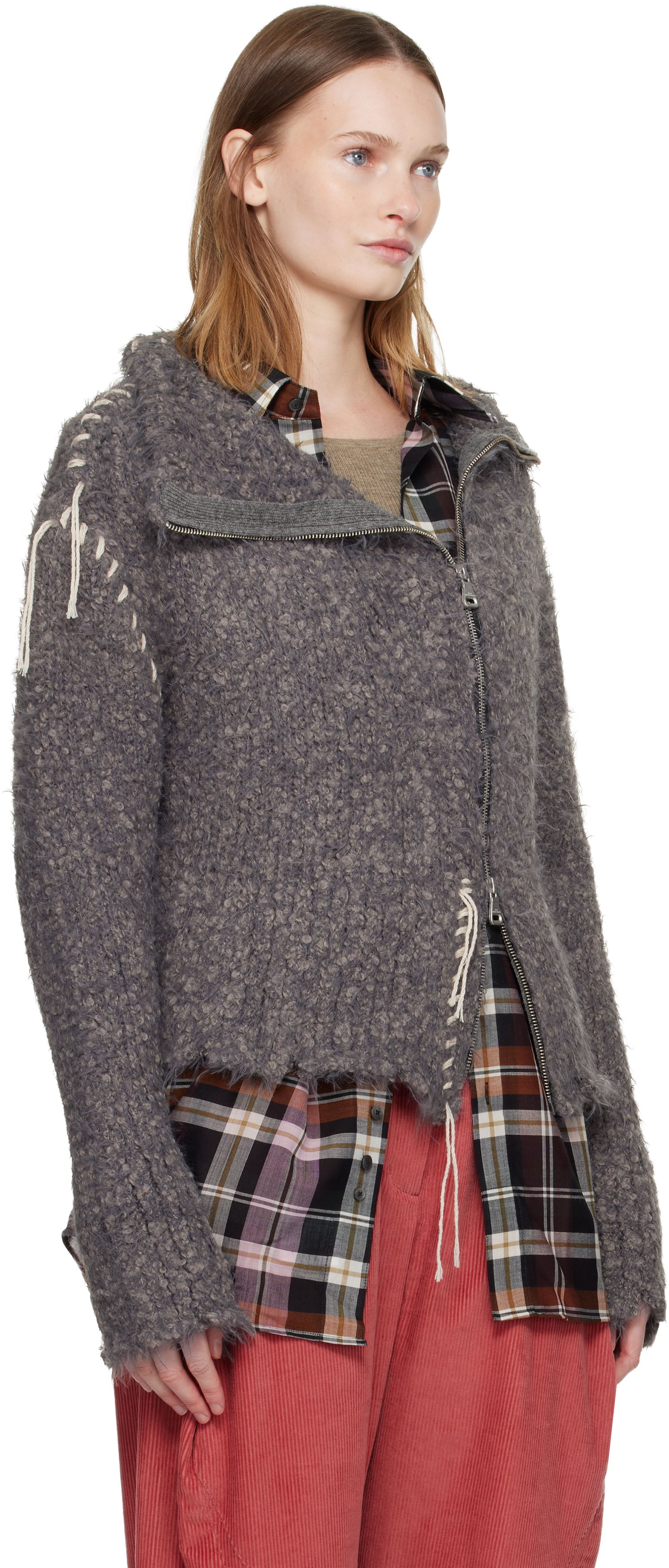 Jacka Andersson Bell Harlow Damaged Knit Jacket Grå | atb1388w, 1