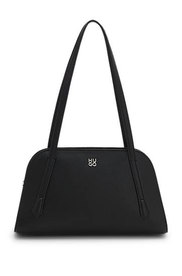 Axelväska BOSS Grained faux-leather shoulder bag with stacked-logo hardware Svart | 50552482, 0