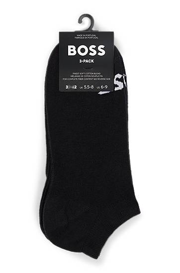 Strumpor BOSS BOSS Three-Pack of Ankle Socks with Contrast Logos Svart | 50502073, 1