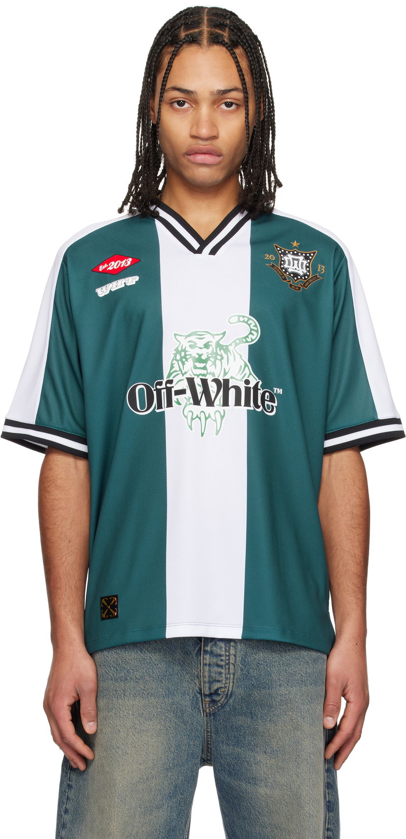 Jersey Off-White Off-White Tiger 23 Soccer T-Shirt Grön | OMAD00AS25JER0025710