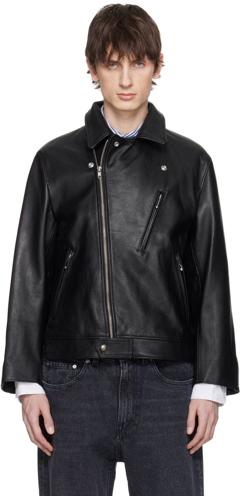 Bomberjacka WACKO MARIA WACKO MARIA Double Riders Leather Jacket Svart | 25SS-WMO-BL02