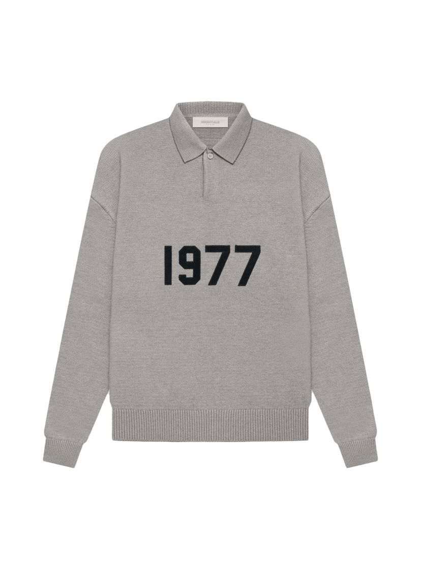 Polotröja Fear of God Essentials Knit L/S Polo Dark Oatmeal Grå | 192BT212181F