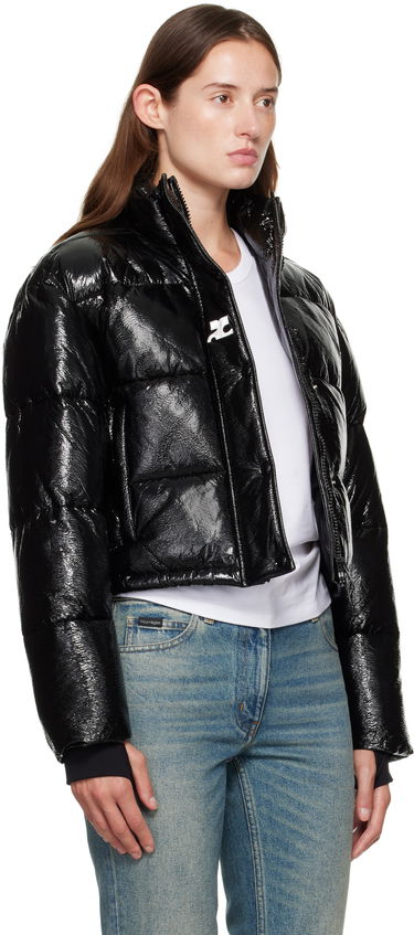 Pufferjacka Courrèges Courrèges Embroidered Puffer Jacket Svart | 323CMA106VY0016, 4