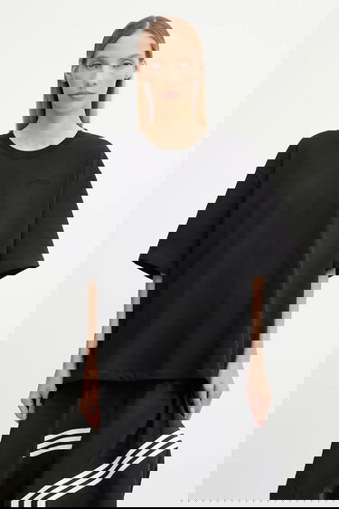 T-shirt GANNI GANNI Heavy Cotton Drop Shoulder Open Back T-Shirt Svart | T4168, 0