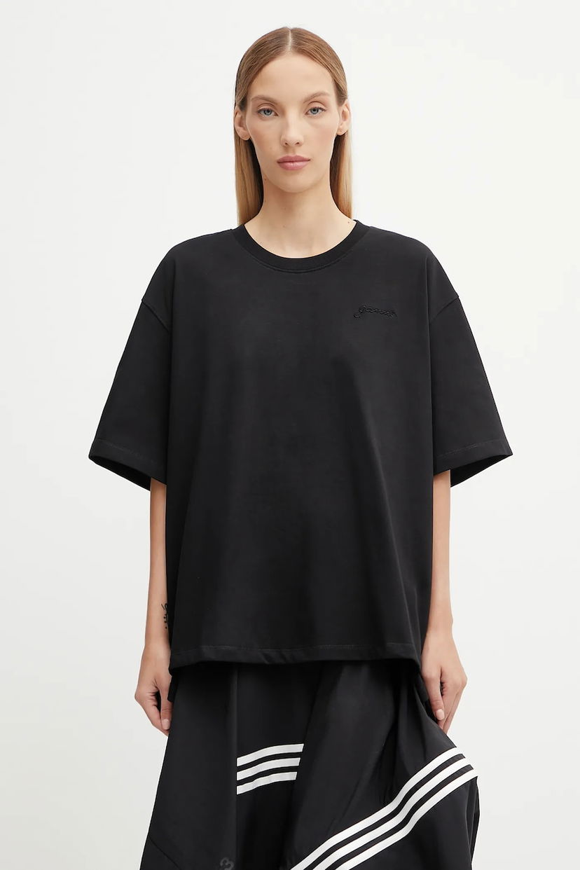 T-shirt GANNI GANNI Heavy Cotton Drop Shoulder Open Back T-Shirt Svart | T4168