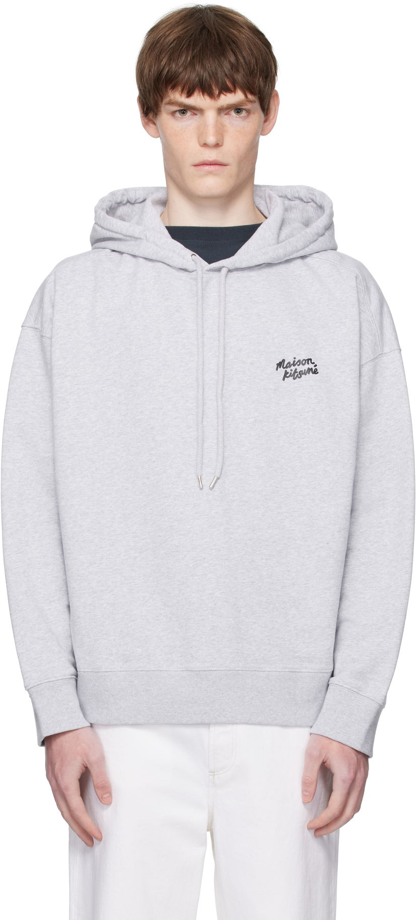 Sweatshirt MAISON KITSUNÉ Maison Kitsuné Handwriting Oversize Hoodie Grå | PM00704KM0340