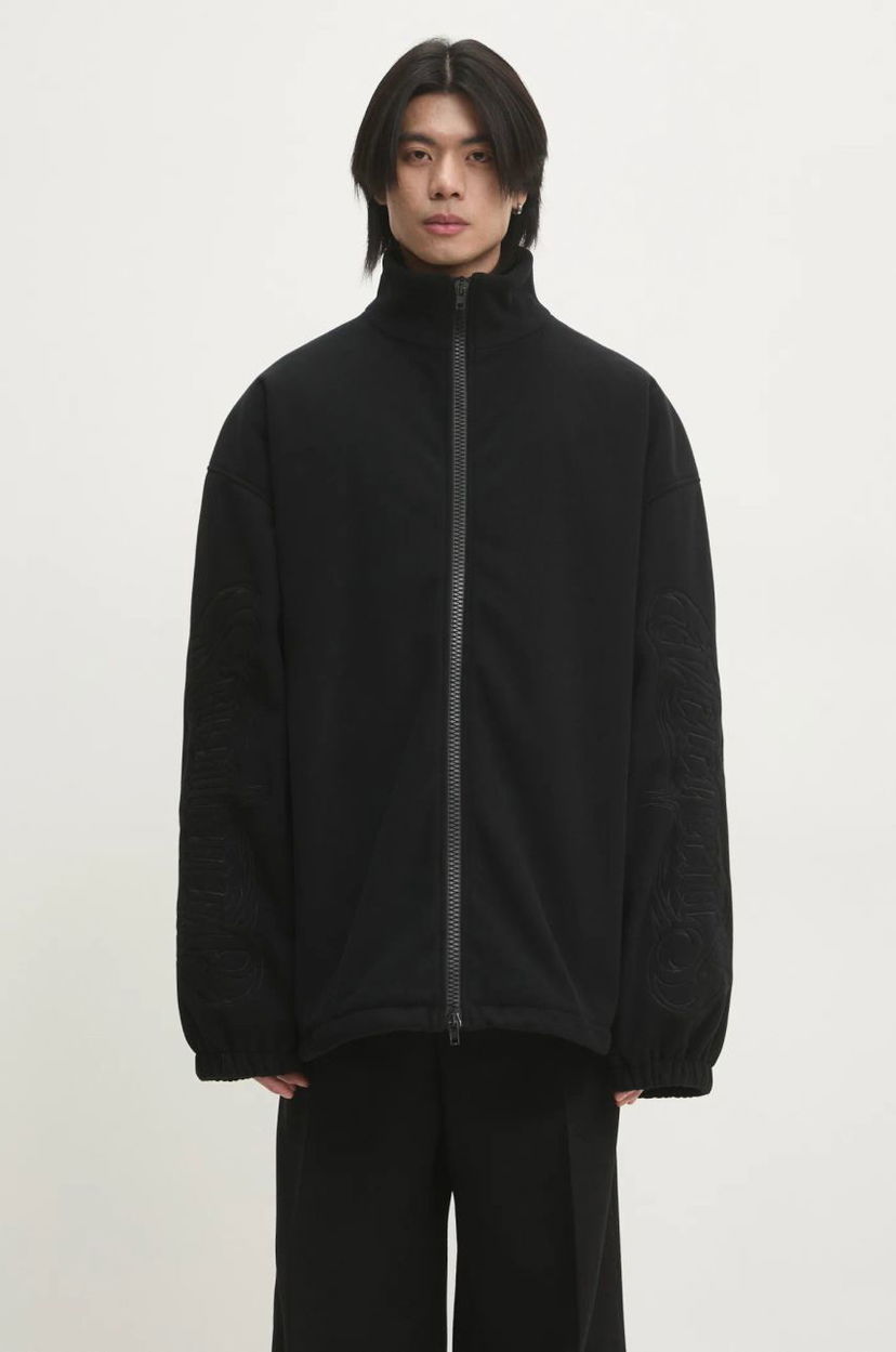 Sweatshirt VETEMENTS VETEMENTS Metal Sleeves Fleece Oversize Jacket Svart | UA66JA380B