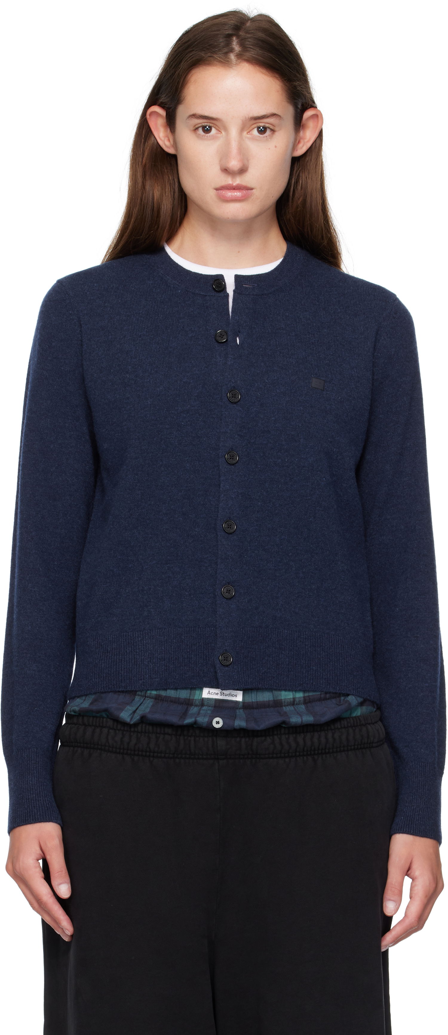 Sweater Acne Studios Fitted Yak Wool Cardigan Mörkblå | A60634-, 0