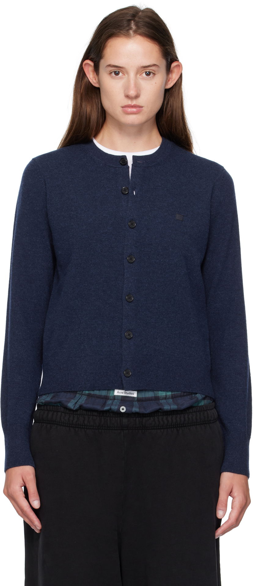 Sweater Acne Studios Fitted Yak Wool Cardigan Mörkblå | A60634-