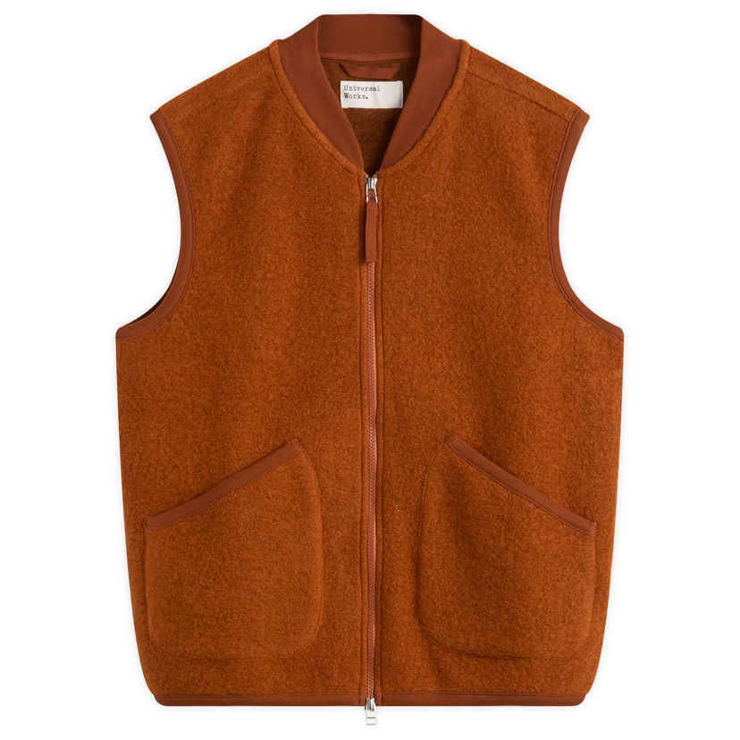 Väst Universal Works Universal Works Wool Fleece Zip Vest Brun | 00015-RST
