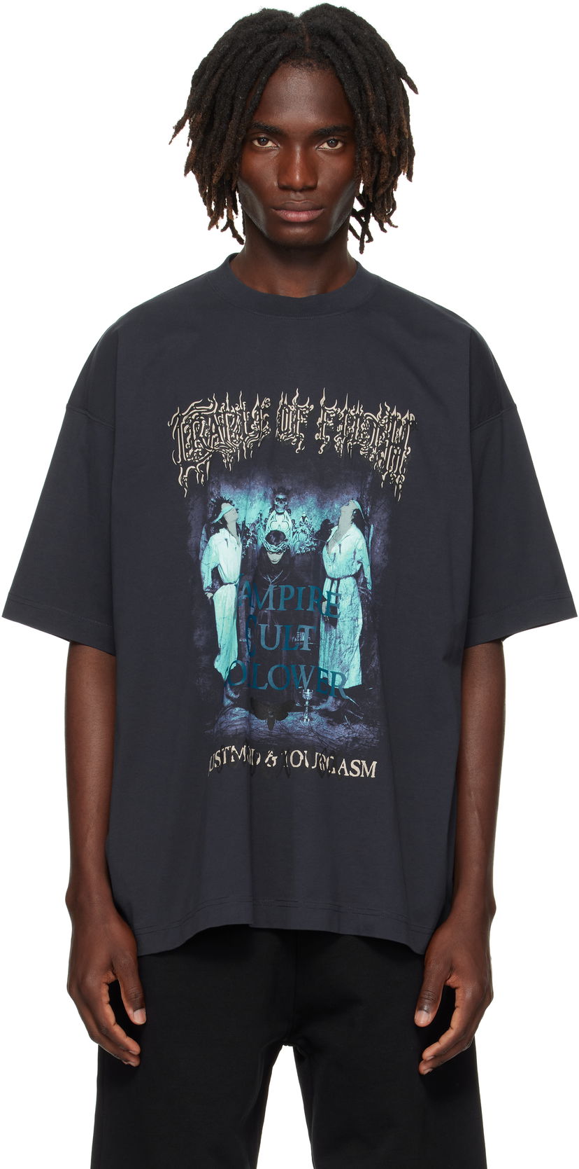 T-shirt VETEMENTS Vetements Cradle of Filth 'Vampire Cult' Oversized Graphic T-Shirt Svart | UCF76TR700N