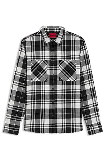 Skjorta BOSS Relaxed-fit shirt in checked cotton flannel Svart | 50549753