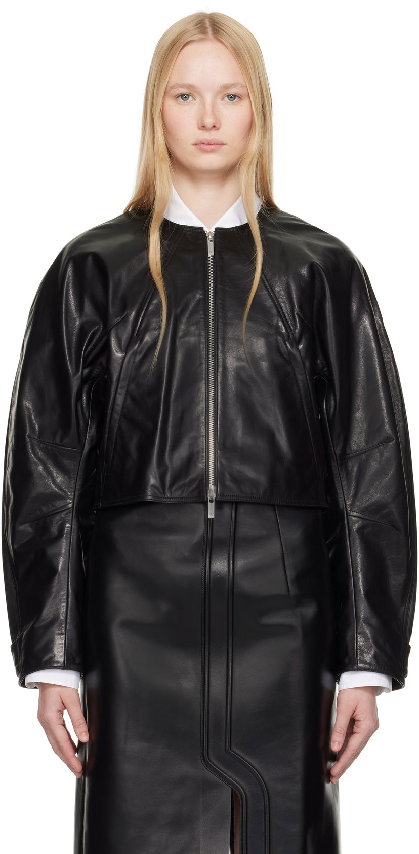 Bomberjacka Helmut Lang Helmut Lang Articulated Leather Jacket Svart | P01HW102
