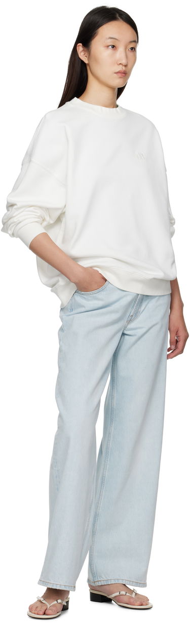 Sweatshirt Anine Bing ANINE BING Miles Framed Monogram Sweatshirt Vit | A-08-11205-OFW1, 3