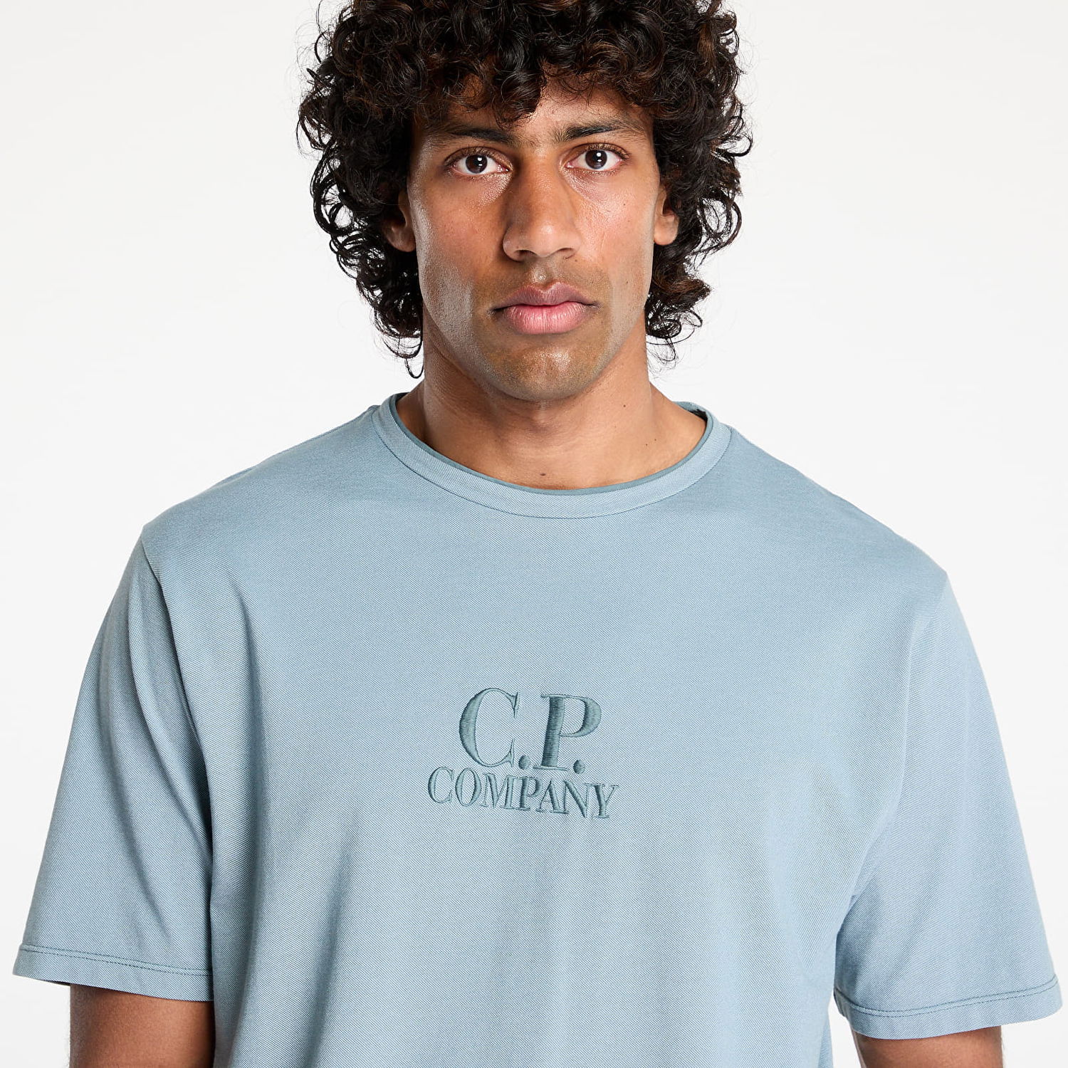 T-shirt C.P. Company C.P. Company Tacting Piquet Embroidery T-Shirt Blå | 18CMTS133A006263G-872, 1
