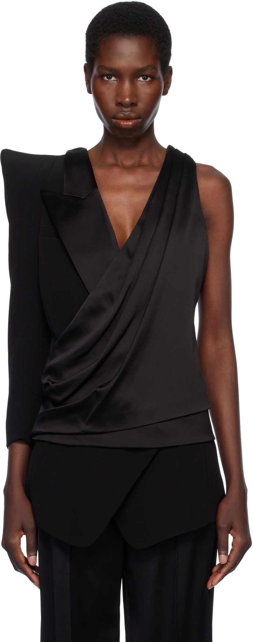 Linne Balmain Balmain Asymmetric Structured Blouse Jacket Svart | EF0AQ120MF01
