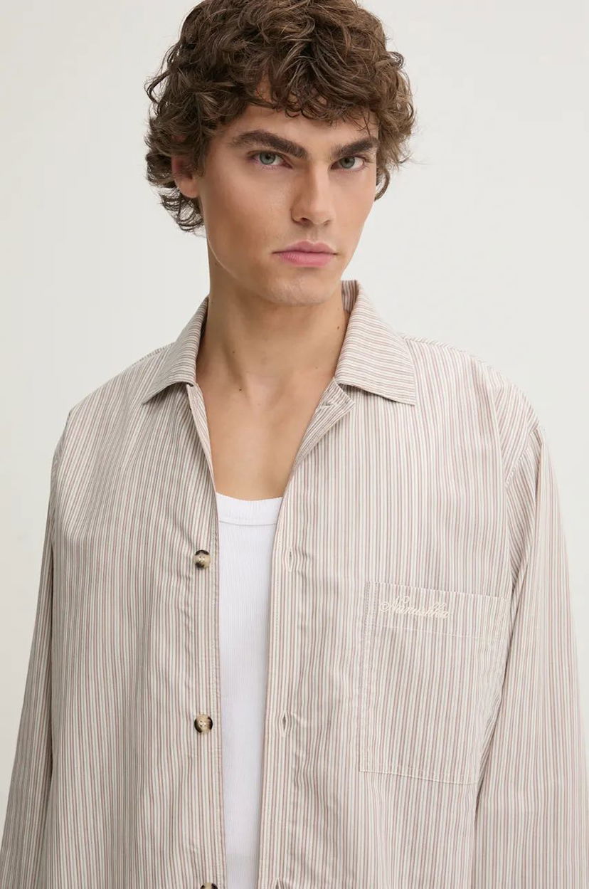 Skjorta Nanushka JELMER Regular Fit Collared Shirt Beige | NM24PFSH02475