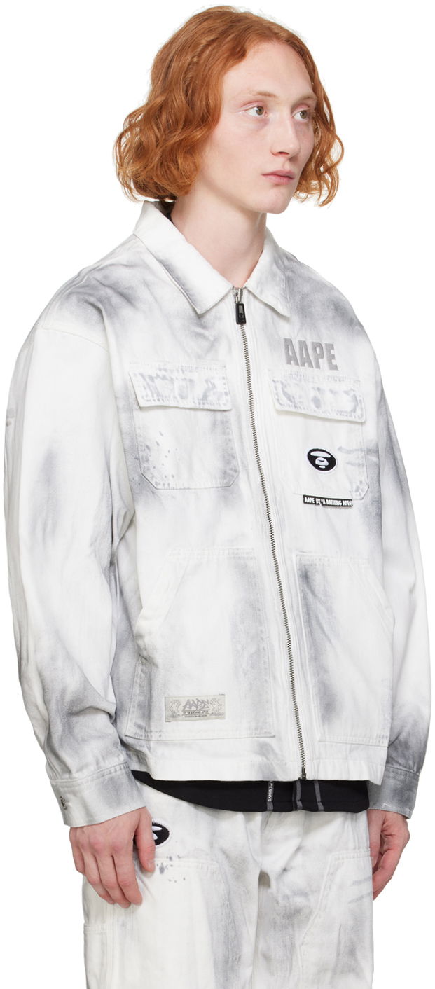 Jacka AAPE by A Bathing Ape AAPE by A Bathing Ape Faded Denim Jacket Vit | AAPLJM7644XXMWHB, 1
