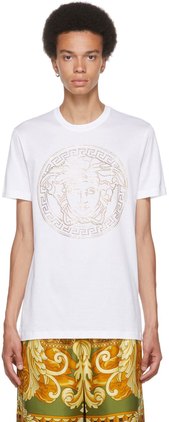 T-shirt Versace Embellished Medusa T-Shirt Vit | A77987 A201952
